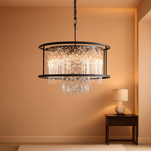 Black Modern Chandelier 23.6 Inch Dimmable Farmhouse