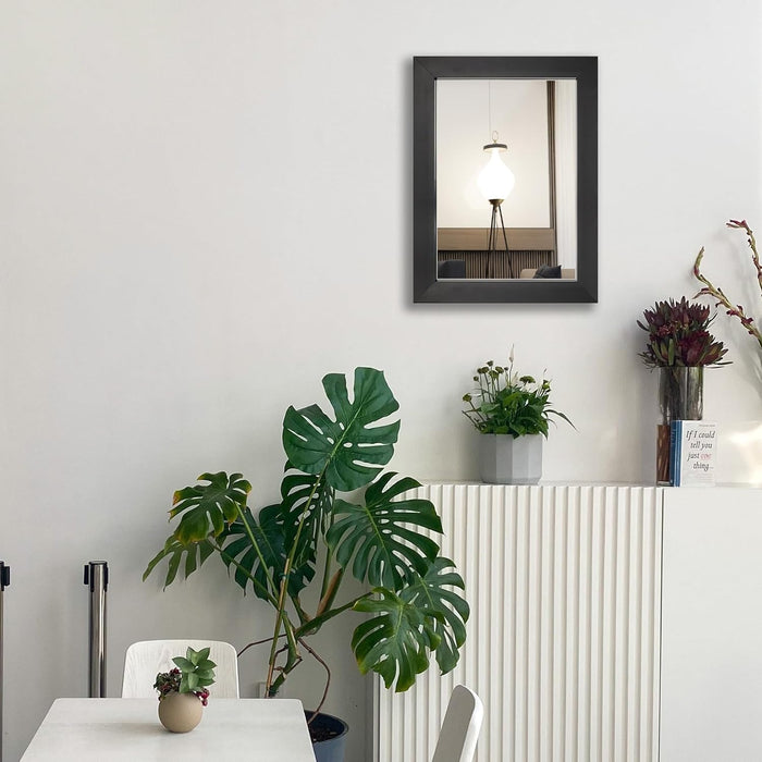 Rectangular Wall Mirror 12x16 Premium Obsidian Frame