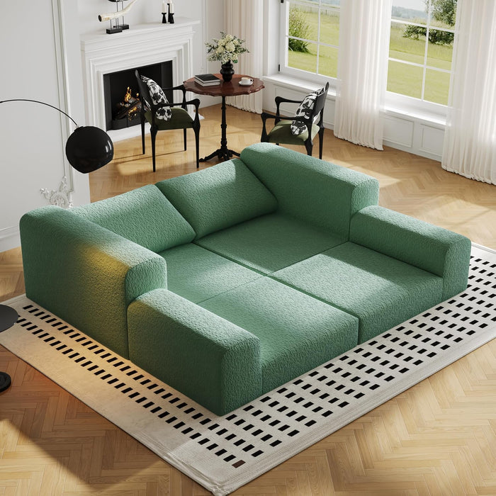 Green Modular Sectional Sofa With Configurable Sections