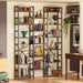 6 Tier Bookshelf, 75'' Tall Bookcase, 17 Open Shelves, Rustic Brown