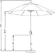 9' round Aluminum Pole Fiberglass Rib Market Umbrella, Crank Lift, Collar Tilt, White Pole, White Olefin