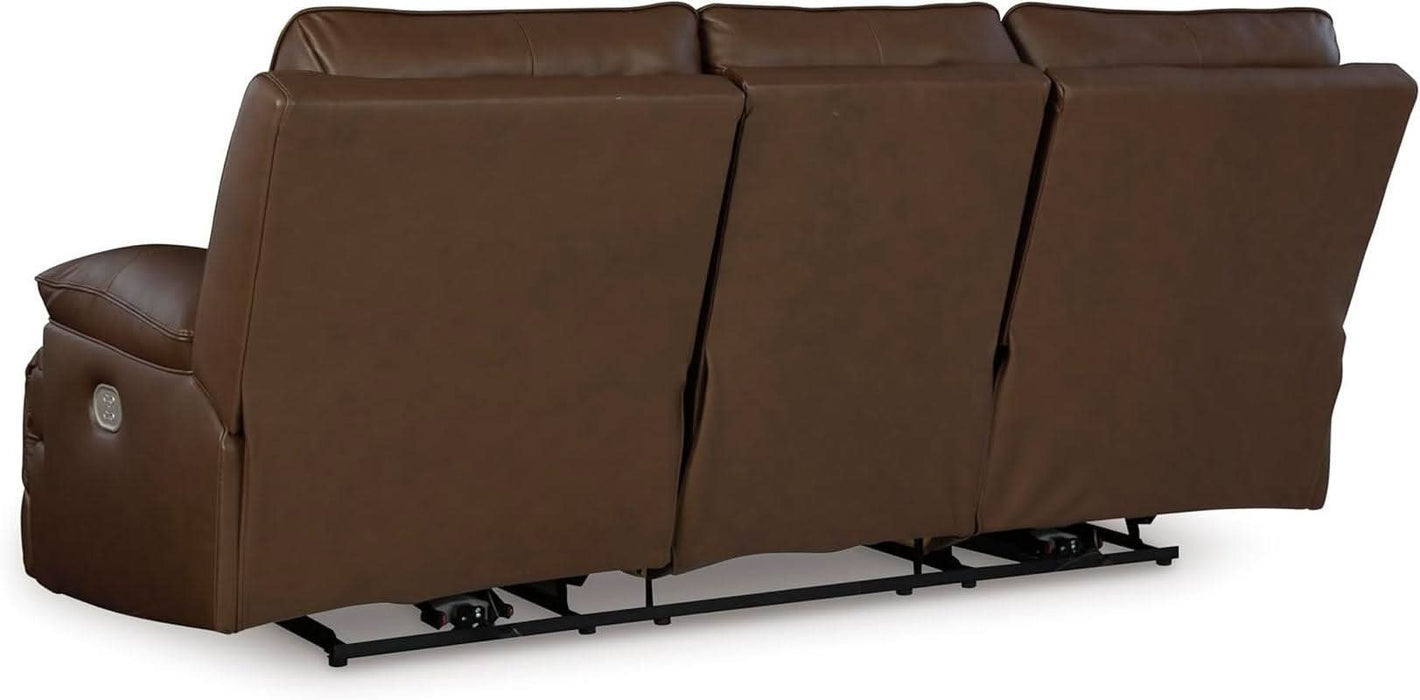 Vonryan Modern Leather Match Power Reclining Sofa with USB Ports, Dark Brown