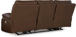 Vonryan Modern Leather Match Power Reclining Sofa with USB Ports, Dark Brown