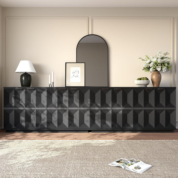59" Black Sideboard Buffet Cabinet with Storage, Modern Credenza