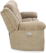 Tip-Off Classic Wall Hugger Power Reclining Sofa with Adjustable Headrest and USB Ports, Light Brown