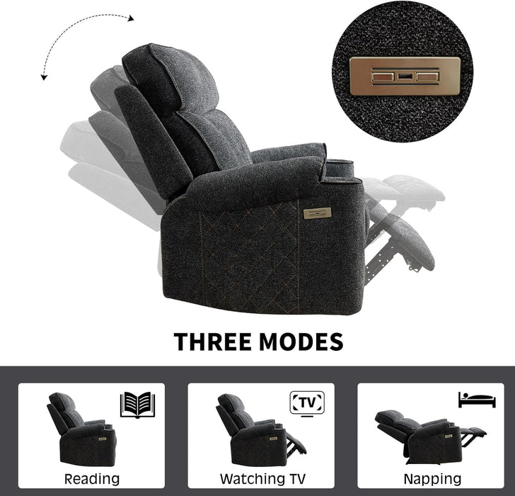 Classic Power Recliner Sofa with Cup Holders and Double Layer Backrest