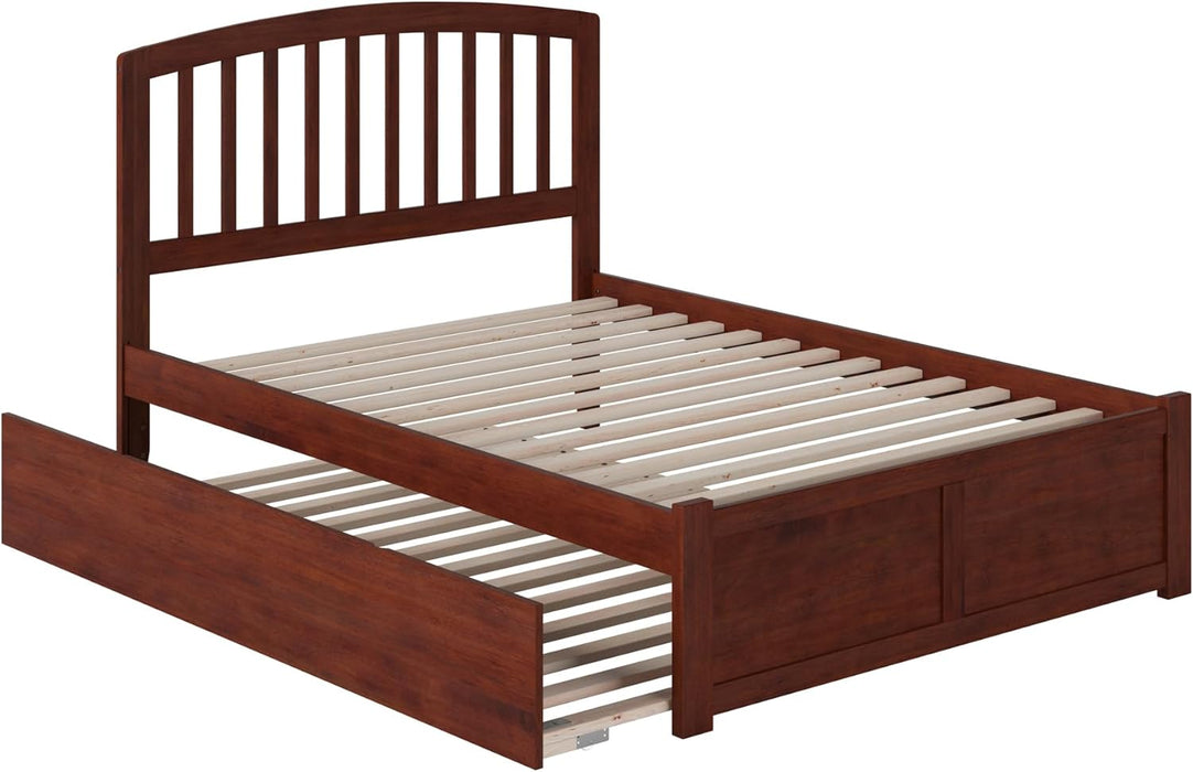 , Richmond Full Platform Bed with Footboard & Full Trundle, Walnut