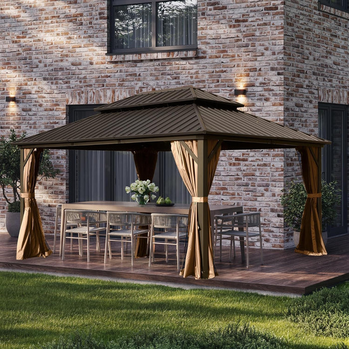 Domi 10x14 EspressoBrown All Weather Gazebo OutdoorPatio