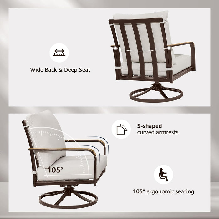 4 Piece Patio Furniture Set, Swivel Rocker Chairs,Beige