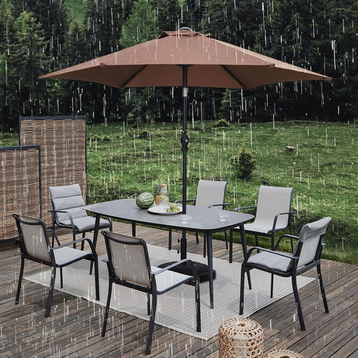 7.5Ft Patio Umbrella, Outdoor Umbrella Aluminum Market Table Umbrellas with Tilt, Crank and Sturdy Ribs for Lawn, Garden, Backyard and Pool