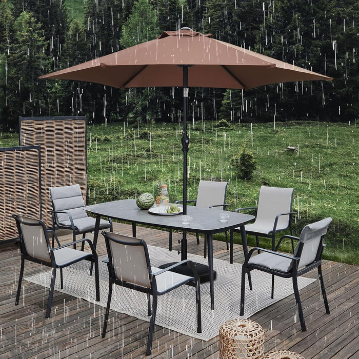 7.5Ft Patio Umbrella, Outdoor Umbrella Aluminum Market Table Umbrellas with Tilt, Crank and Sturdy Ribs for Lawn, Garden, Backyard and Pool