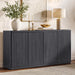 Buffet Cabinet with Storage Accent Sideboard with 4 Doors 66.3" Wide Fluted Credenza Modern Buffet Table Media Console Cabinet Entryway Cabinets for Living Room Kitchen Dining Room Hallway
