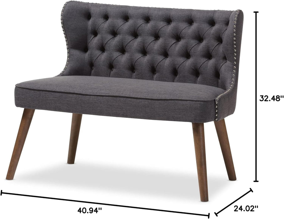 Dark Grey Button-Tufted Loveseat: Mid-Century Modern Style