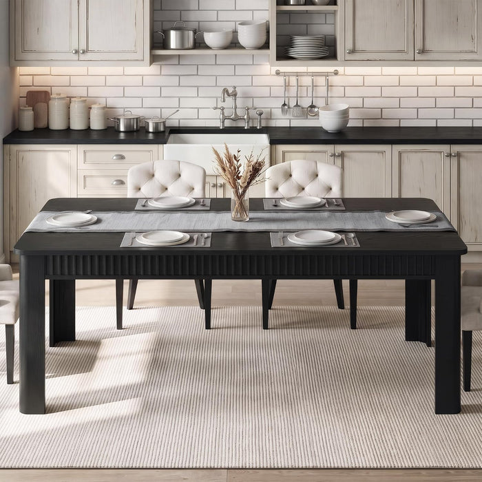 70" Rectangle Dining Table for 6-8, Wooden Kitchen Table, Black