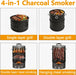 Charcoal Smoker Grill, 20" Barrel Smoker, Outdoor Barbecue Grill, Ideal for BBQ, Party, Backyard, Patio, Cooking, Heavy Duty round Grill, Vertical Smoker