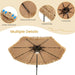 9 Ft Thatched Patio Umbrella, 2 Tier Hawaiian Style Grass Beach Umbrella with 32 Led Lights, Center Light, Solar Tiki Umbrella with 8 Ribs, Tilt Adjustment, Manual Crank for Backyard Pool