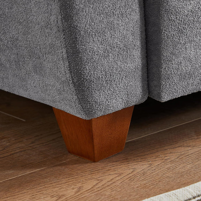 Sectional Sofa Couches for Living Room, Convertible L Shaped Sofas 4 Seat Modular Couch with Storage Chaise & Ottoman Cup Holders, Microfiber Fabric, for Samll Space (Light Grey)