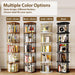 5 Tier Rotating Bookshelf Tower, Revolving Bookcase, 360° round Spinning Book Shelf, Narrow Swivel Bookshelves Vertical Turning Corner Bookshelf Organizer for Bedroom, Living Room, Gold & Brown