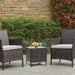 Patio Porch Furniture Sets 3 Pieces PE Rattan Wicker Chairs with Table Outdoor Garden Furniture Sets (Brown/Beige)