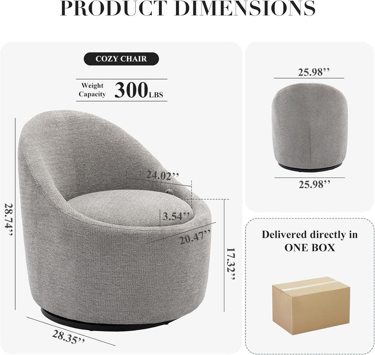Light Grey ThreeSixty Swivel Armchair Hidden Storage