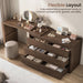 6 Drawer Double Dresser for Bedroom, L Shaped Modern Simply Chest of Drawers, Wood Storage Corner Dresser with Anti-Tipping for Living Room Entryway Home Office, Walnut