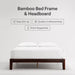 Nectar Bamboo Platform Bed Frame - Full - Walnut - Floating Center Support Legs - 12” Height - Easy Tool Free Set up - Contemporary and Durable - Sturdy Wooden Support Slats - Holds up to 800 Pounds