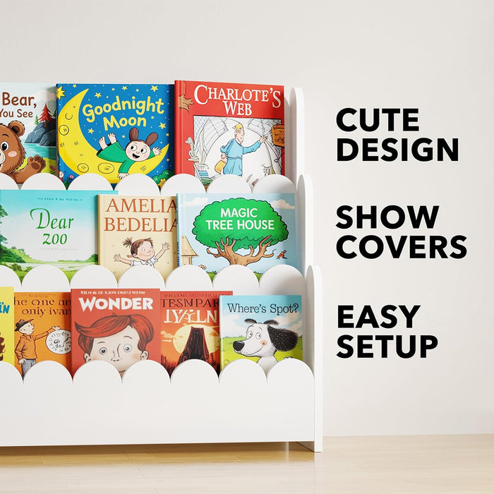 White Three Tier Montessori Bookshelf NurseryPlayroom