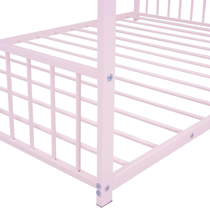 Metal Full Size Bed Playhouse Roof MontessoriStyle