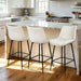 Counter Height Bar Stools Set of 3, FSC Certified Upholstered Faux Leather Barstools with Back, Metal Base, 27" Seat Height, Modern Upholstered Counter Stools for Kitchen Island,(Beige