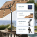 9FT Solar Led Patio Umbrella with Base Included, 32 LED Lights, 8 Sturdy Ribs, Fade Resistant Waterproof POLYESTER DTY Canopy for Garden, Lawn, Deck, Backyard & Pool, Tan