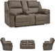 Laresview Contemporary Faux Leather Manual Double Reclining Loveseat with Console, Storage and Cup Holders, Gray