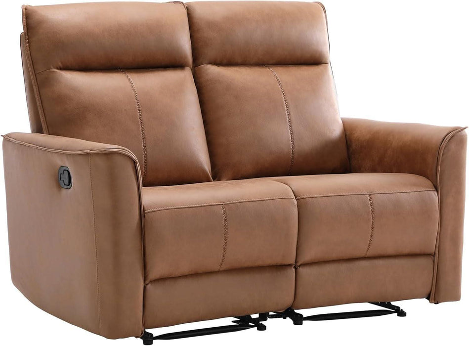 Mnul Loveset Recliner Sof, Wll-Hugger 2 Set Reclining Love Set Couches, Lethire Reclining Sof Set, Double Seter Recliner Chir for Living Room, Office, prtment, Brown