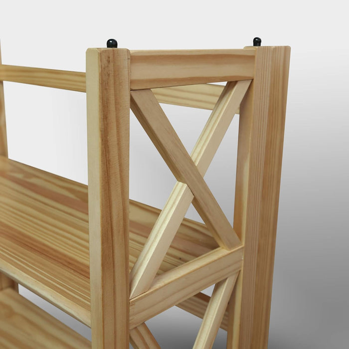 Montego 3-Shelf Folding Bookcase, Natural , 27.5" Wide