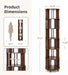 6-Tier Solid Wood Rotating Bookshelf on Wheels for Small Spaces