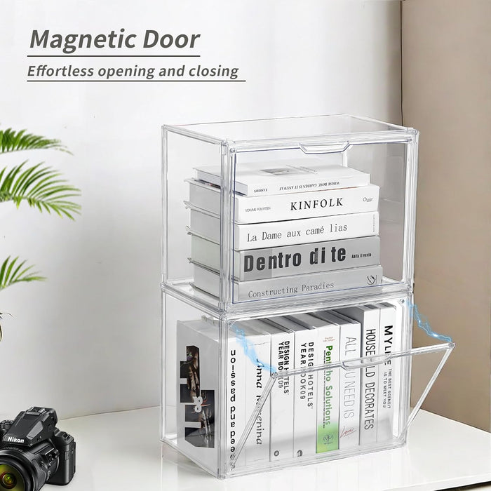 Stackable Cube Storage Organizer Clear Display Case