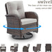 Patio Furniture Swivel Glider PE Wicker Chairs, Outdoor Swivel Rocker Seating with Cushions for Porch Deck Balcony, Brown/Beige
