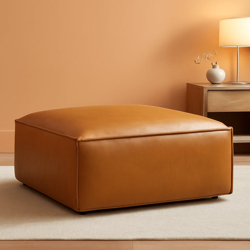 Restore Vegan Leather Sectional Sofa Ottoman in Tan