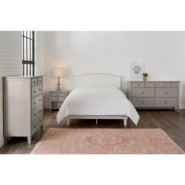 Colemont White Wood Queen Platform Bed with Curved Headboard (61.97 In. W X 48 In. H)