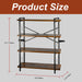 Bookshelf, Rustic Open Book Shelf, Wood and Metal Horizontal Bookshelves (4-Tier)