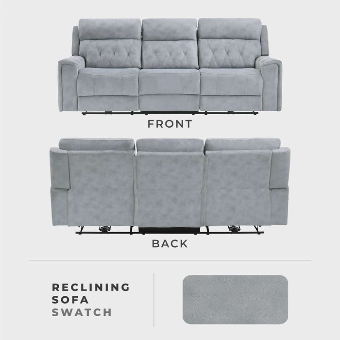 Wll Hugger Power Double Reclining Sof, Microfiber Home Theter Seting, Chrging Ports/Hidden Cup Holders/djustble Hedrest/Dimond Tufting, Power Recliner Couch for Living Room, Gry