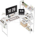47 Inch Computer Desk with Bookshelf, Corner Desk with Storage, L Shaped Desk, Home Office Desks, Writing Study Desk for Bedroom, White