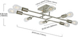 Brushed Nickel 8Light Semi Flush Ceiling Chandelier