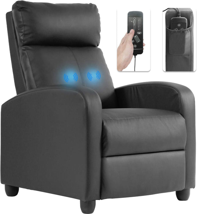 Leather Recliner Sofa with Massage and Heat