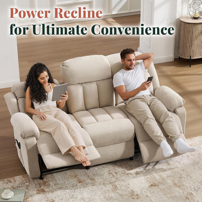 77" Power Reclining Sofa, Recliner Couch for Living Room, Beige