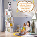 Rotating Bookshelf, 4 Tier Wood Spinning Bookcase Tower, White
