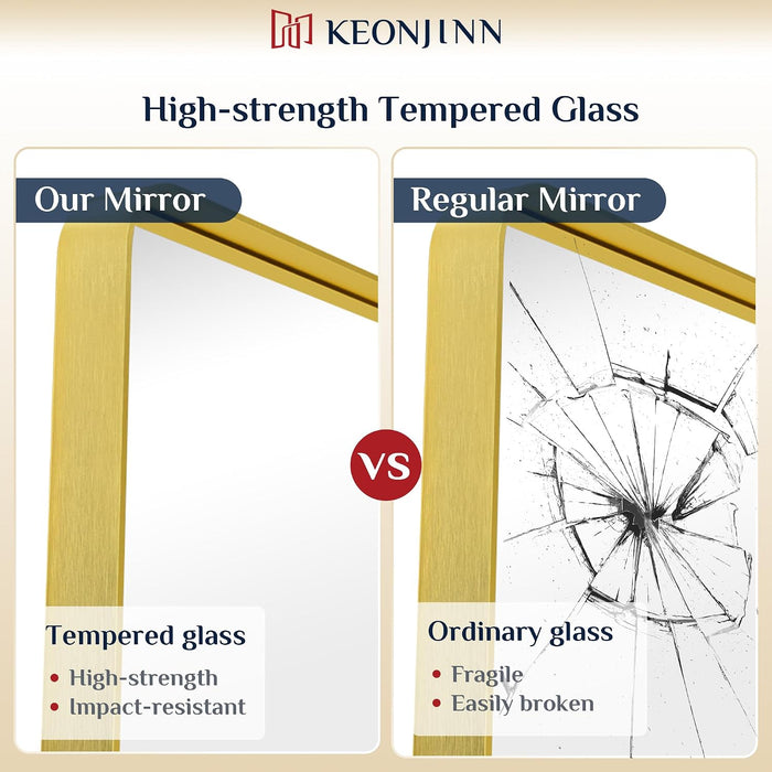 30 X 36 Inch Brushed Gold Bathroom Vanity Mirror, Aluminum Frame