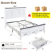 Farmhouse Queen Size Bed Frame with 52" Tall Headboard, Wood Platform Bedframe with Footboard and Storage Drawers, No Squeak, No Box Spring Needed, off White