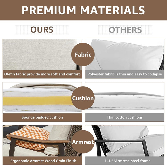 7 Pieces Patio Furniture Set, Outdoor Furniture Sofa Sectional Modern Metal Patio Conversation Set with High Back Wicker Backrest & Loveseat for Balcony, Backyard, Deck, Porch