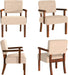 Beige Oversized Accent Armchairs With Walnut Table