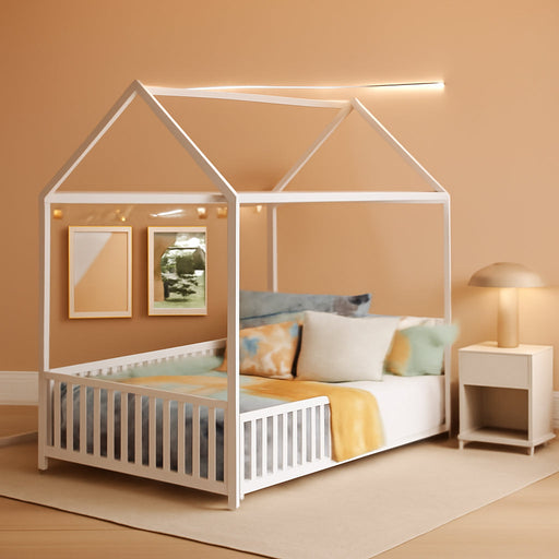 Premium PowderCoated Metal Montessori Floor Bed White